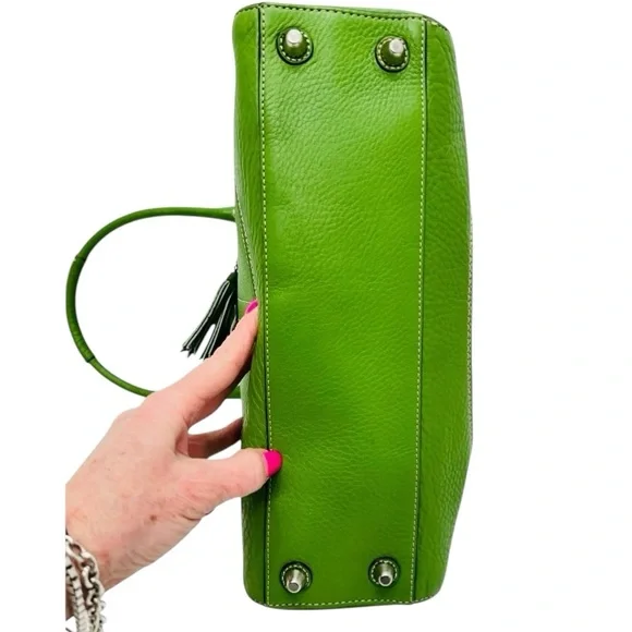 Coach Hamptons Green Pebbled Leather Braided Belt Satchel Handbag Y2K $398 - Picture 7 of 13